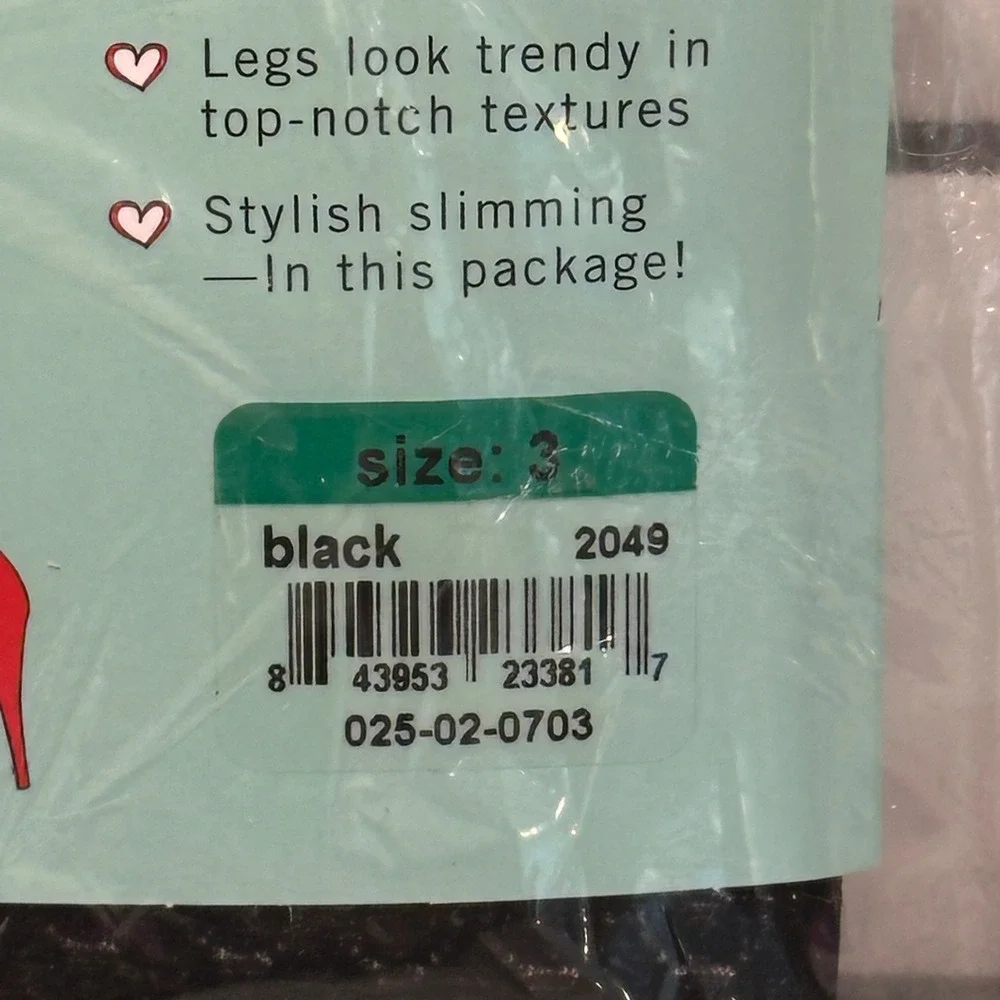 Love Your Assets Women Size 3 Shaping Tights Black Textured Wish Bone Spanx